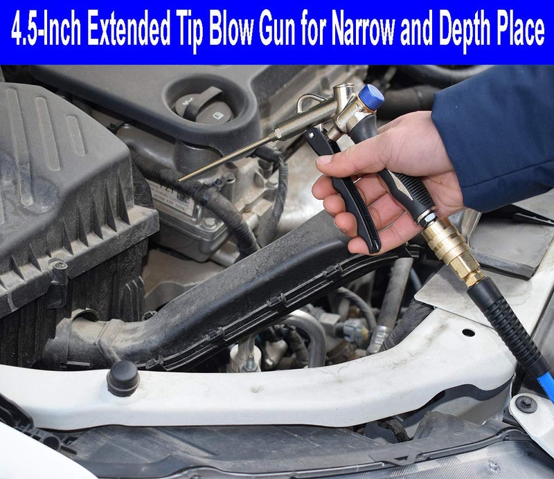 YOTOO 2-Way Air Blow Gun kit with Adjustable Air Flow, Extended Nozzle, High Flow Nozzle and 1/4" NPT Female Quick Plug - Image 5